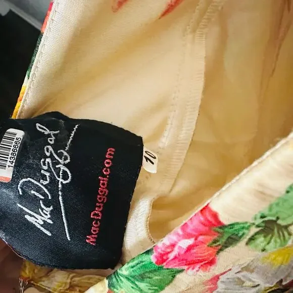 Mac Duggal 9174 Long Formal Multicolored Floral Print Chiffon Gown Dress Size 10